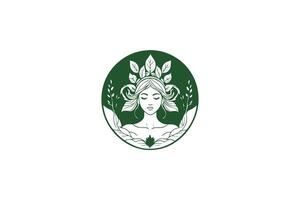nature goddess logo in circle vector