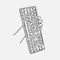 hand holding Keyboard in line art style. isolated on white background. hand drawn illustration. vector