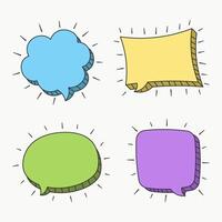 Speech bubble set in sketch hand drawn style vector