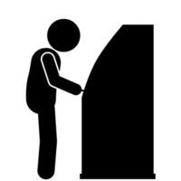 illustration of a man taking money from an Automated Teller Machine vector
