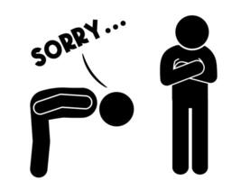 A simple stick figure apologizing vector