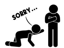 A simple stick figure apologizing vector