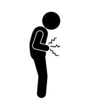 Flat illustration of person with pangs of hunger and discomfort vector