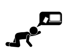 Addicted to gadgets, stuck in a digital world vector