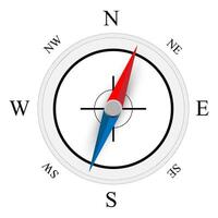 Compass rose flat style icon on isolated white background. vector