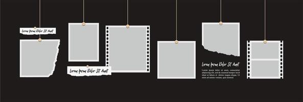 Pictures or photos frame collage. comics page grid layout abstract photo frames and digital photo wall template vector