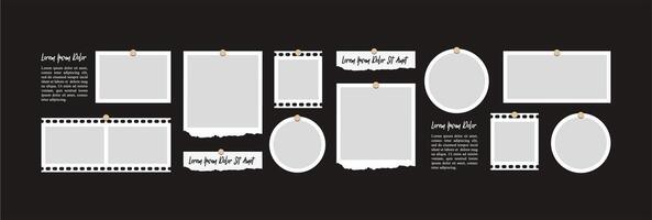 Pictures or photos frame collage. comics page grid layout abstract photo frames and digital photo wall template vector