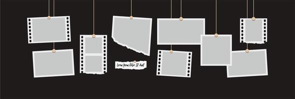 Pictures or photos frame collage. comics page grid layout abstract photo frames and digital photo wall template vector