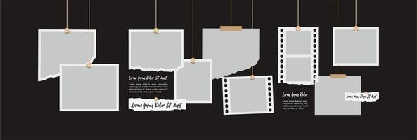 Pictures or photos frame collage. comics page grid layout abstract photo frames and digital photo wall template vector