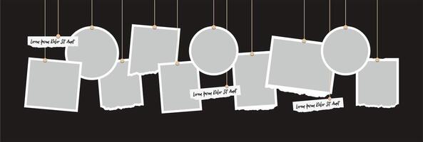 Pictures or photos frame collage. comics page grid layout abstract photo frames and digital photo wall template vector