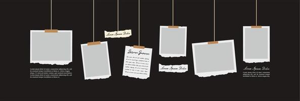 Pictures or photos frame collage. comics page grid layout abstract photo frames and digital photo wall template vector