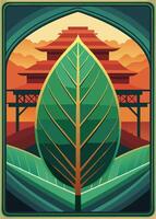 art of Leaf drawing Abstract minimal flat art vector