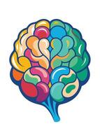 art of Human brain drawing Abstract minimal flat art vector