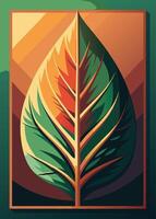 art of Leaf drawing Abstract minimal flat art vector