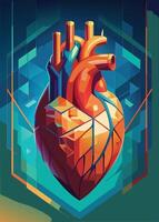 art of Human heart drawing Abstract minimal flat art vector