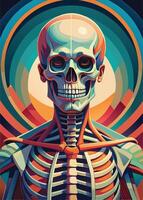 art of Human skeleton drawing Abstract minimal flat art vector