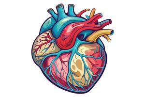 art of Human heart drawing Abstract minimal flat art vector