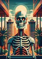 art of Human skeleton drawing Abstract minimal flat art vector