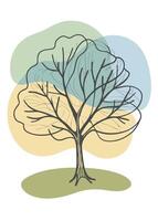 One line art of Tree drawing Abstract minimal continuous line art wall decor vector