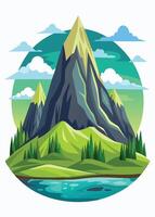 Abstract minimal mountain flat art vector