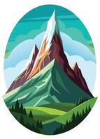 Abstract minimal mountain flat art vector