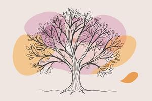 One line art of Tree drawing Abstract minimal continuous line art wall decor vector