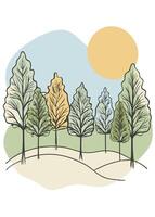 One line art of Tree drawing Abstract minimal continuous line art wall decor vector