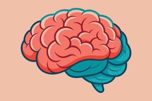 art of Human brain drawing Abstract minimal flat art vector