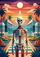 art of Human skeleton drawing Abstract minimal flat art vector
