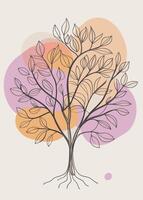 One line art of Tree drawing Abstract minimal continuous line art wall decor vector