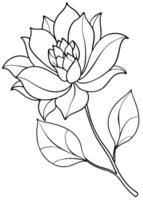 One line art of the Flower drawing Abstract minimal continuous line art wall decor vector