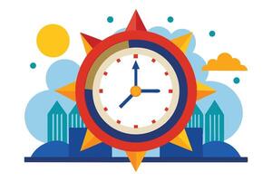 Art of clock on white background vector