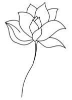 One line art of the Flower drawing Abstract minimal continuous line art wall decor vector
