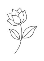 One line art of the Flower drawing Abstract minimal continuous line art wall decor vector