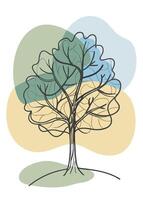 One line art of Tree drawing Abstract minimal continuous line art wall decor vector