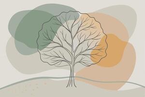 One line art of Tree drawing Abstract minimal continuous line art wall decor vector