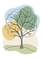 One line art of Tree drawing Abstract minimal continuous line art wall decor vector