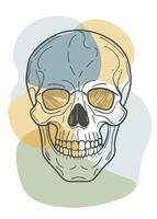 Skull sketch drawing abstract minimal continuous line wall decor vector