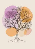 One line art of Tree drawing Abstract minimal continuous line art wall decor vector