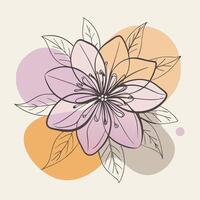 Flower drawing Abstract minimal floral continuous line art vector