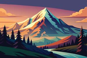 Abstract minimal mountain flat art vector