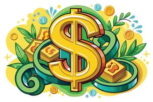 Art of Dollar on white background vector