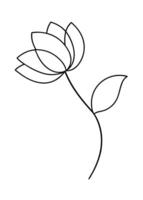 One line art of the Flower drawing Abstract minimal continuous line art wall decor vector