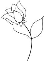 One line art of the Flower drawing Abstract minimal continuous line art wall decor vector