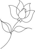 One line art of the Flower drawing Abstract minimal continuous line art wall decor vector