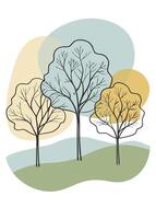 One line art of Tree drawing Abstract minimal continuous line art wall decor vector