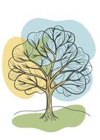 One line art of Tree drawing Abstract minimal continuous line art wall decor vector