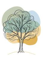 One line art of Tree drawing Abstract minimal continuous line art wall decor vector
