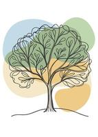 One line art of Tree drawing Abstract minimal continuous line art wall decor vector