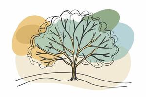 One line art of Tree drawing Abstract minimal continuous line art wall decor vector